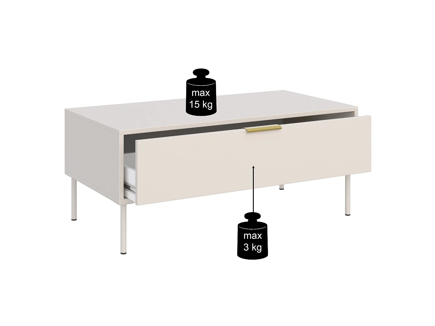 Table basse avec tiroir – noir – 100x50 cm – VENA