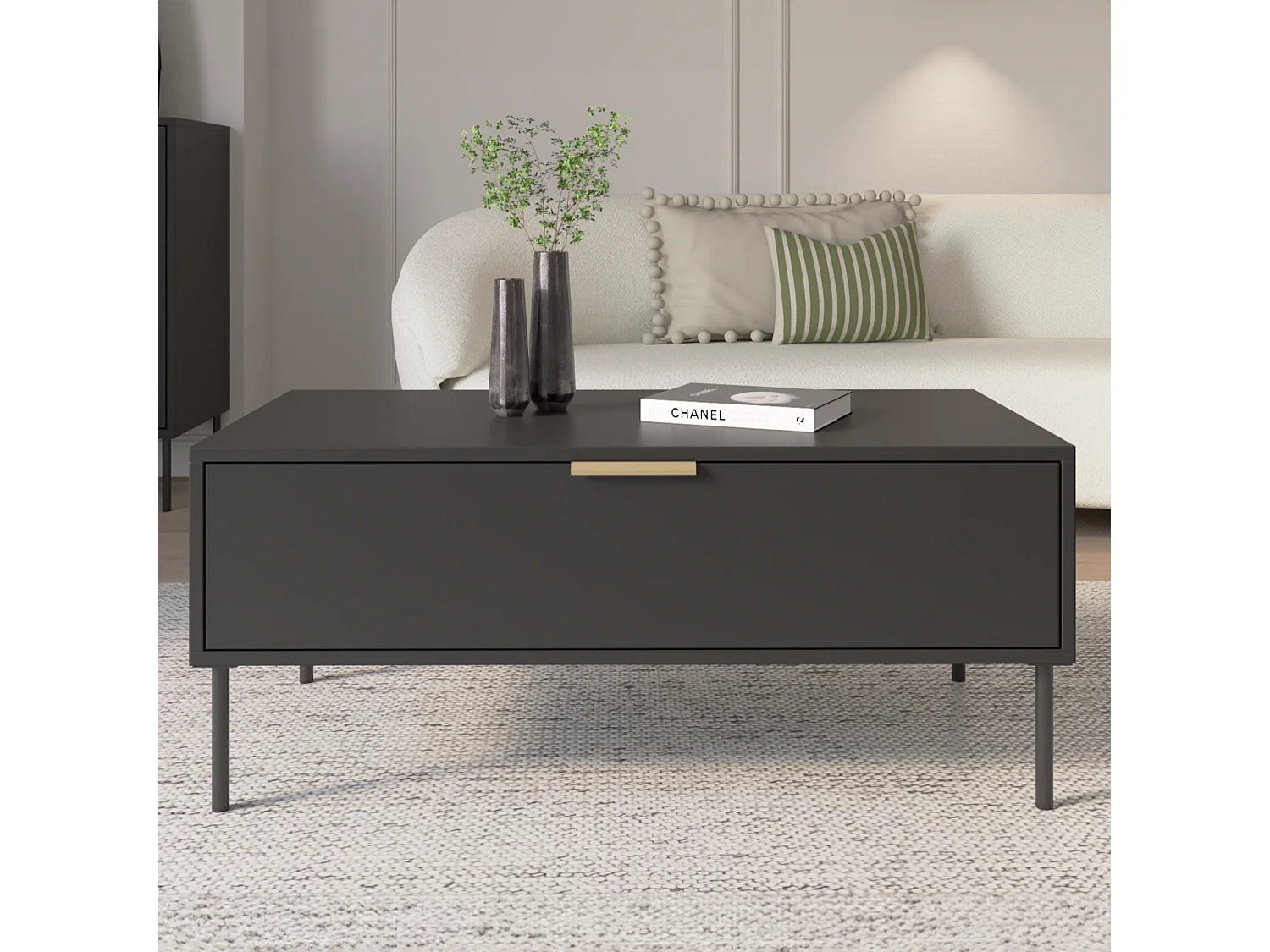 Table basse avec tiroir – noir – 100x50 cm – VENA