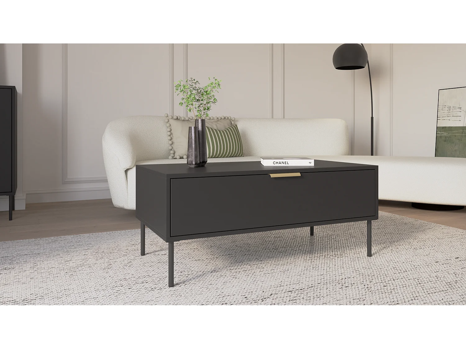 Table basse avec tiroir – noir – 100x50 cm – VENA