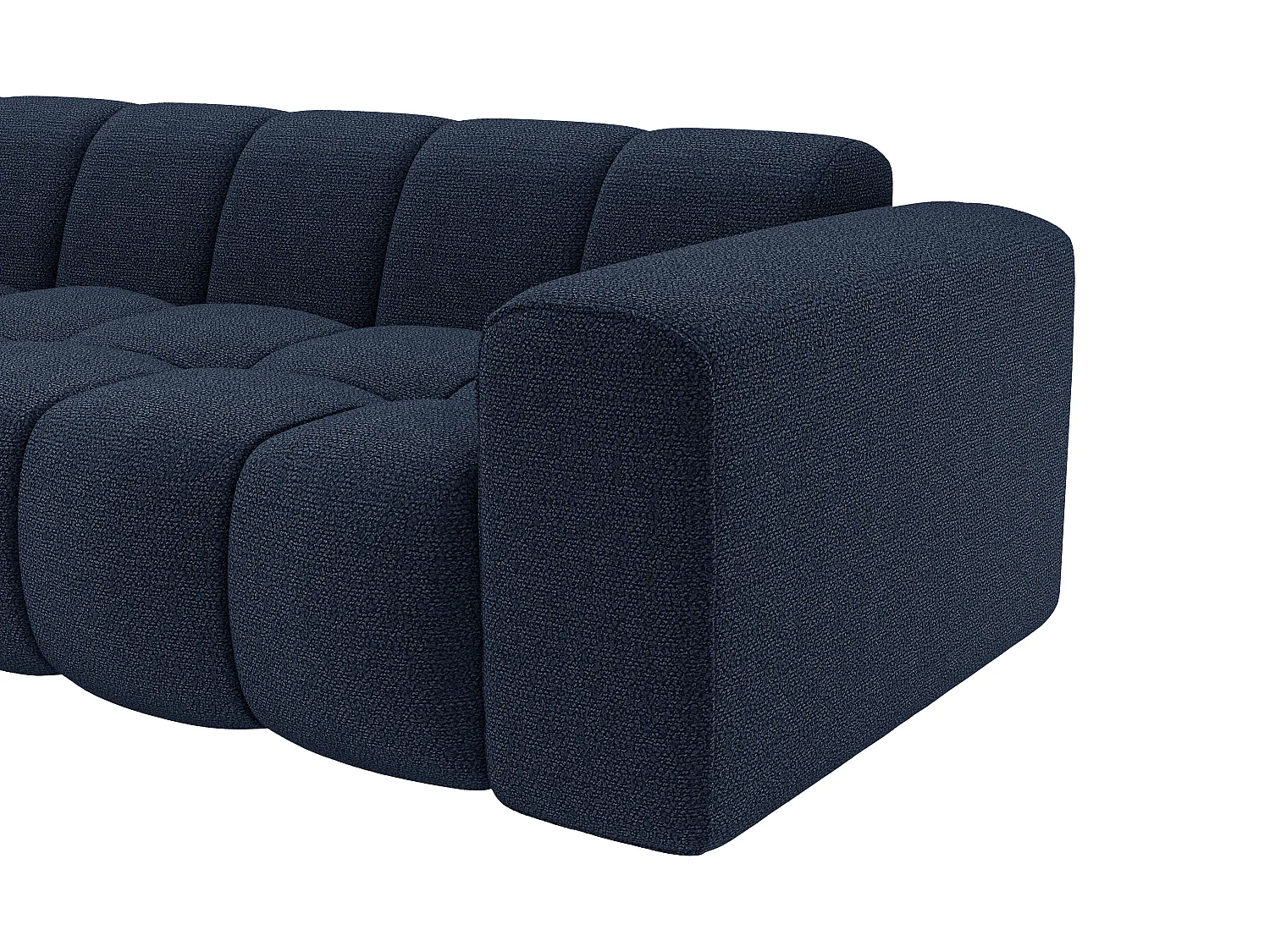Canapé d'angle gauche en tissu chenille bleu nuit CALESO de Maison Céphy