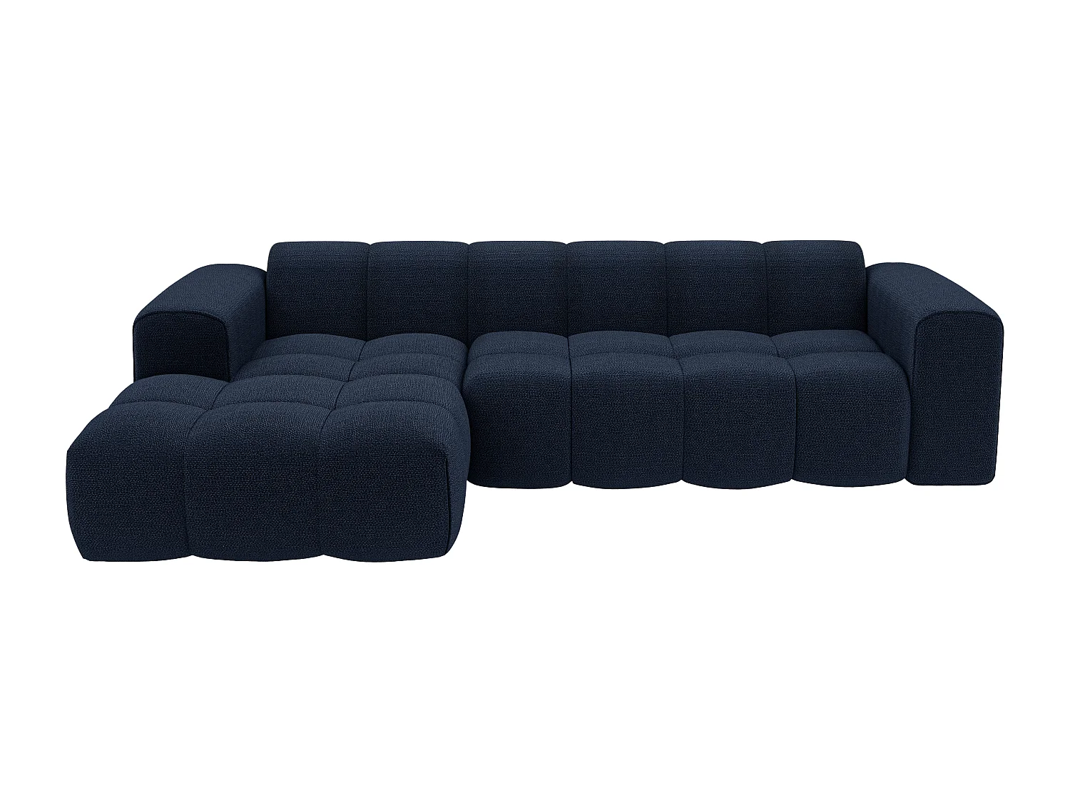 Canapé d'angle gauche en tissu chenille bleu nuit CALESO de Maison Céphy
