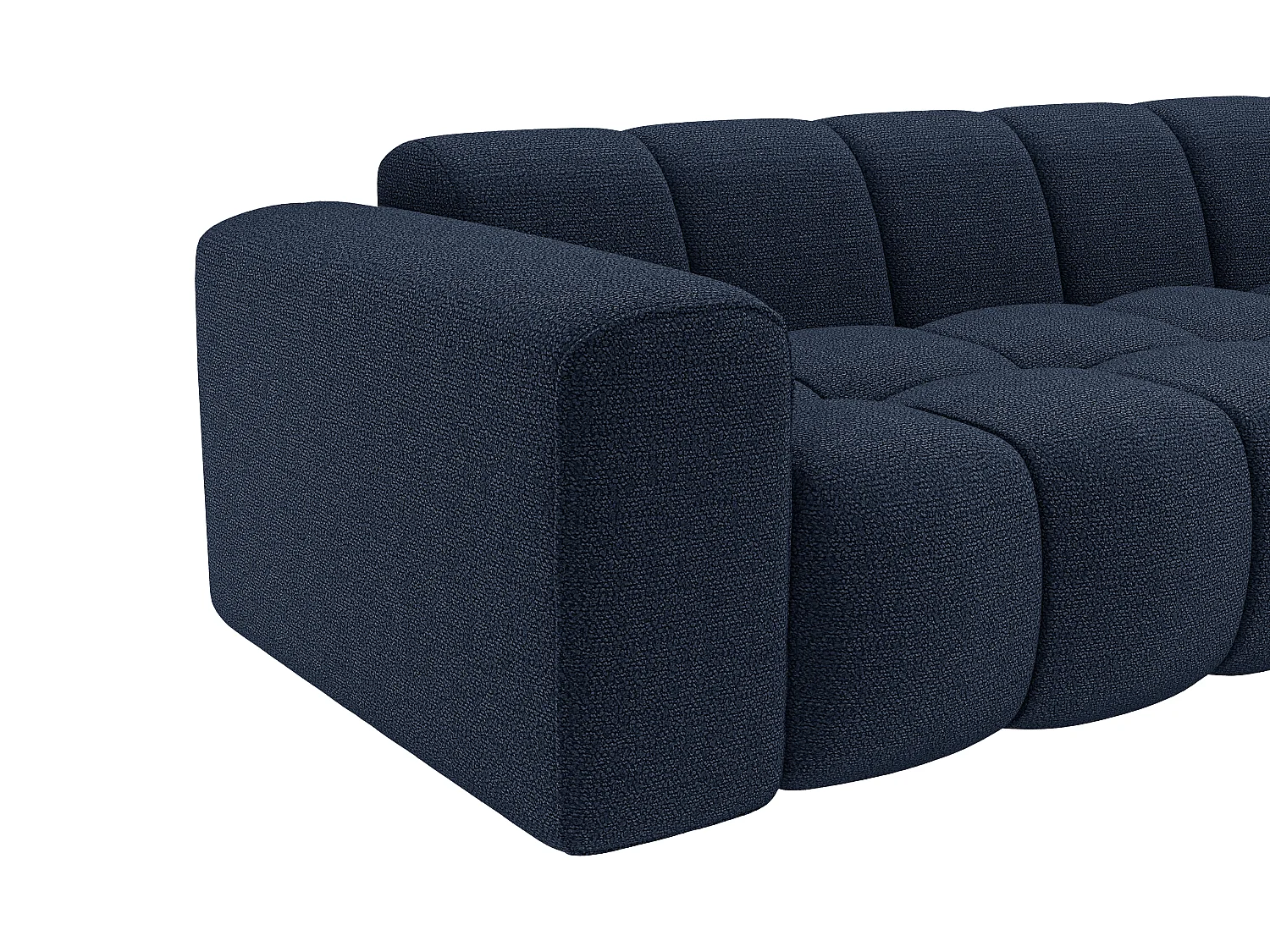 Canapé d'angle droit en tissu chenille bleu nuit CALESO de Maison Céphy
