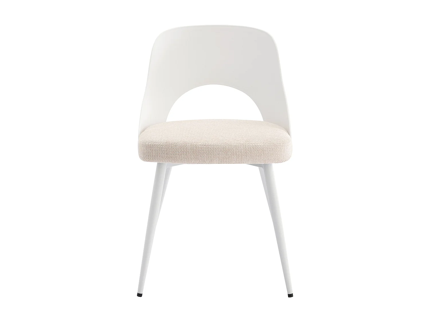 Lot de 6 chaises en polypropylène, tissu texturé et métal - Blanc et beige - IRELINA