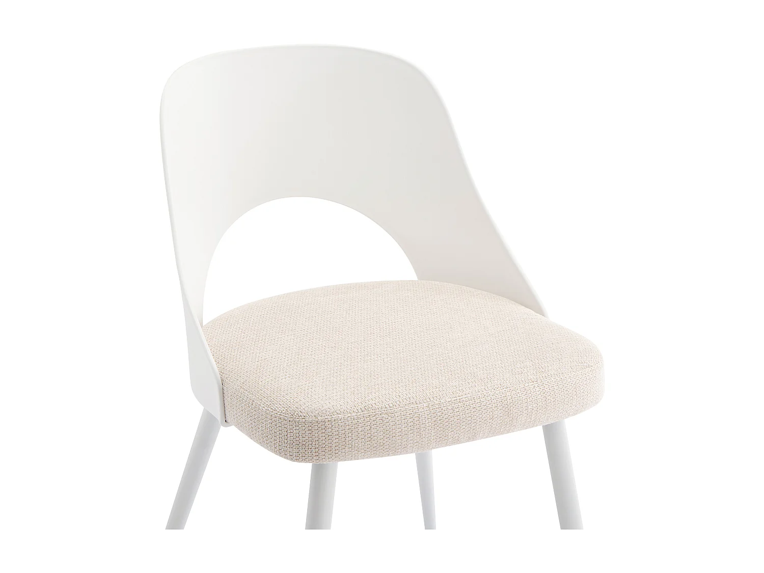 Lot de 6 chaises en polypropylène, tissu texturé et métal - Blanc et beige - IRELINA