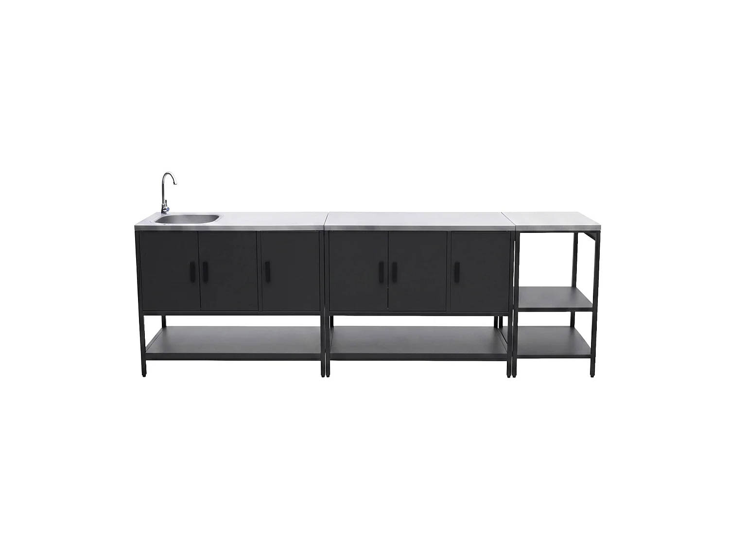 Modulo cucina da esterno in acciaio inossidabile, 3 moduli, nero