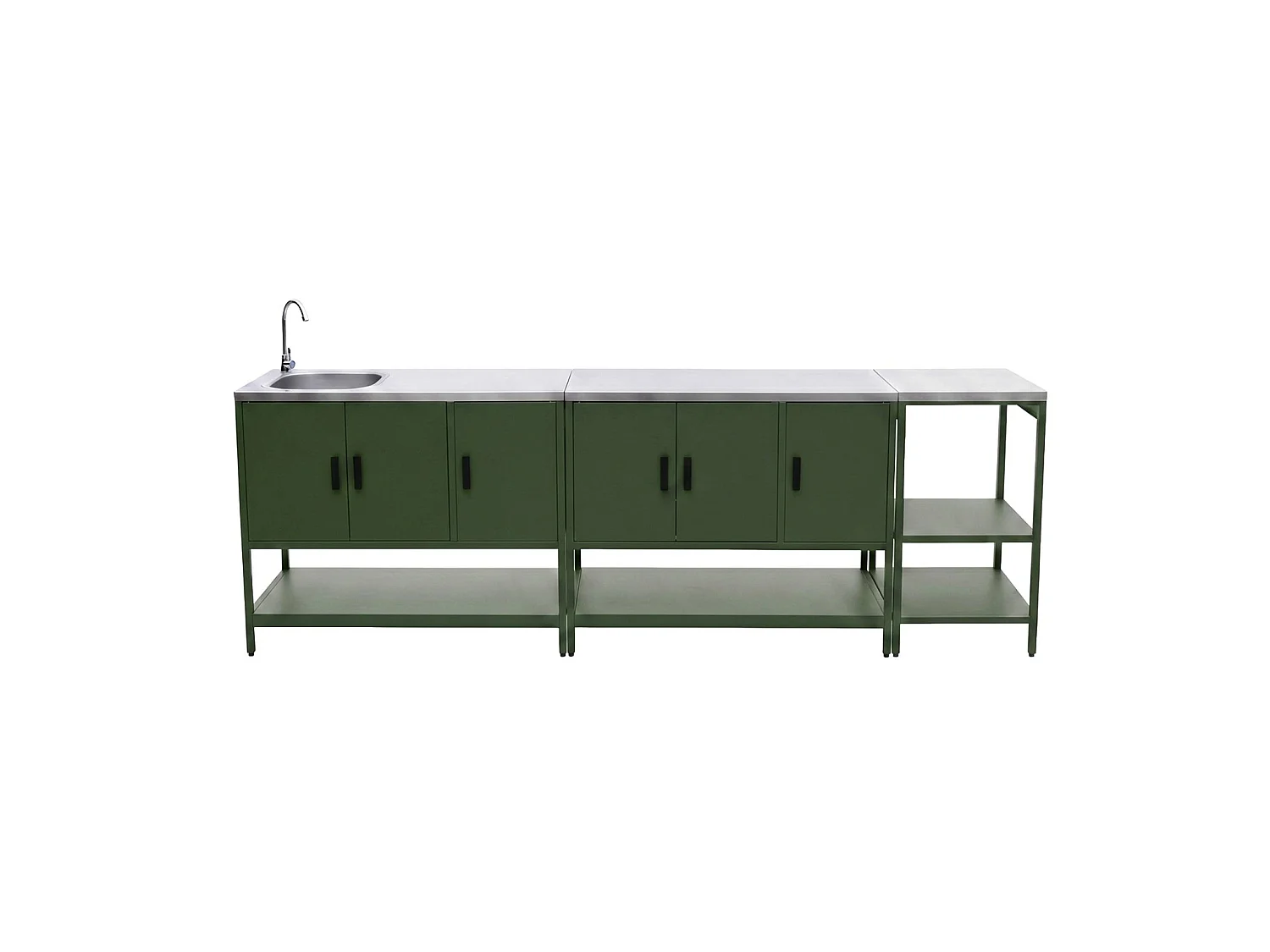 Modulo cucina da esterno in acciaio inossidabile, 3 moduli, verde
