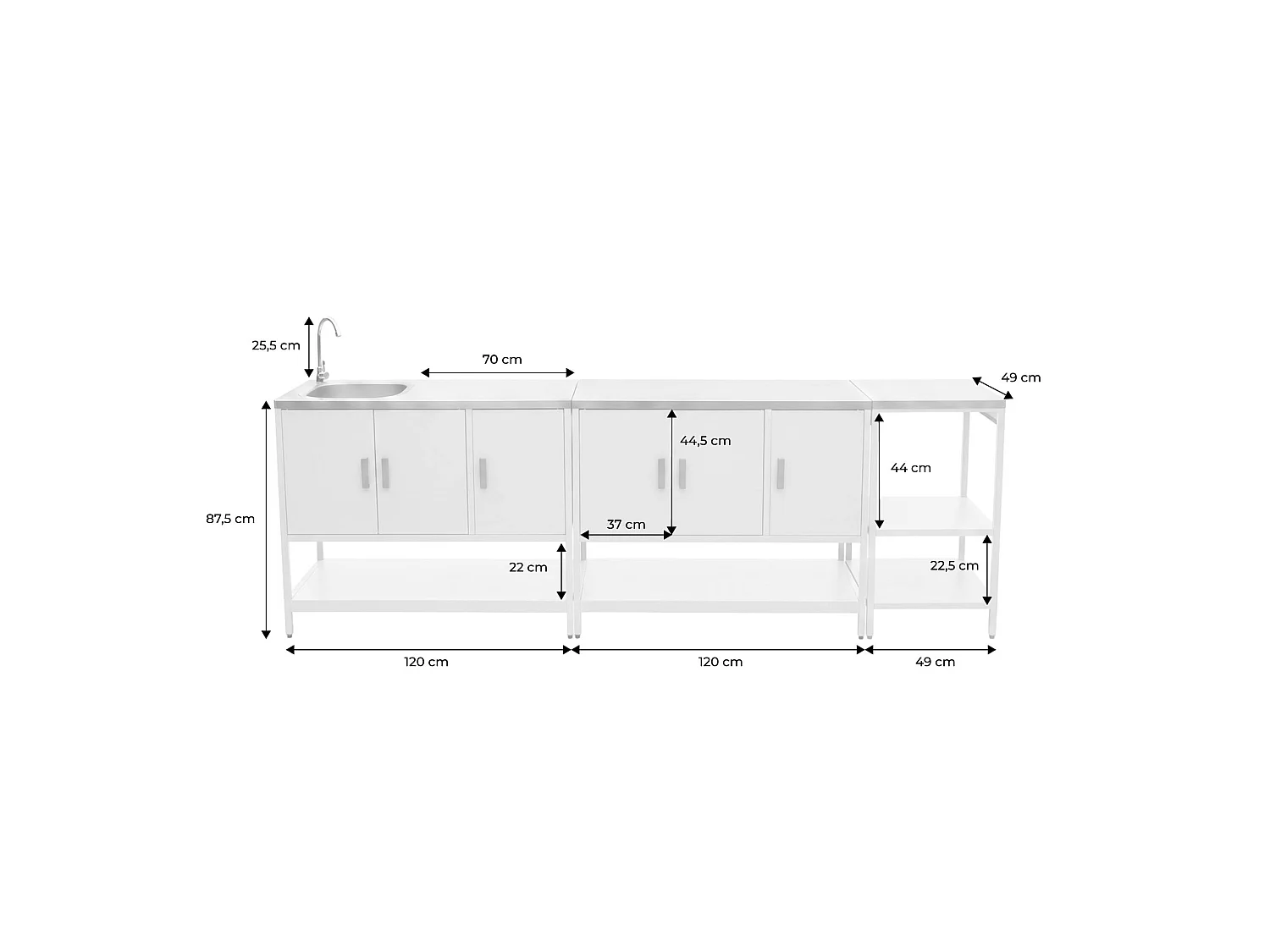 Modulo cucina da esterno in acciaio inossidabile, 3 moduli, verde