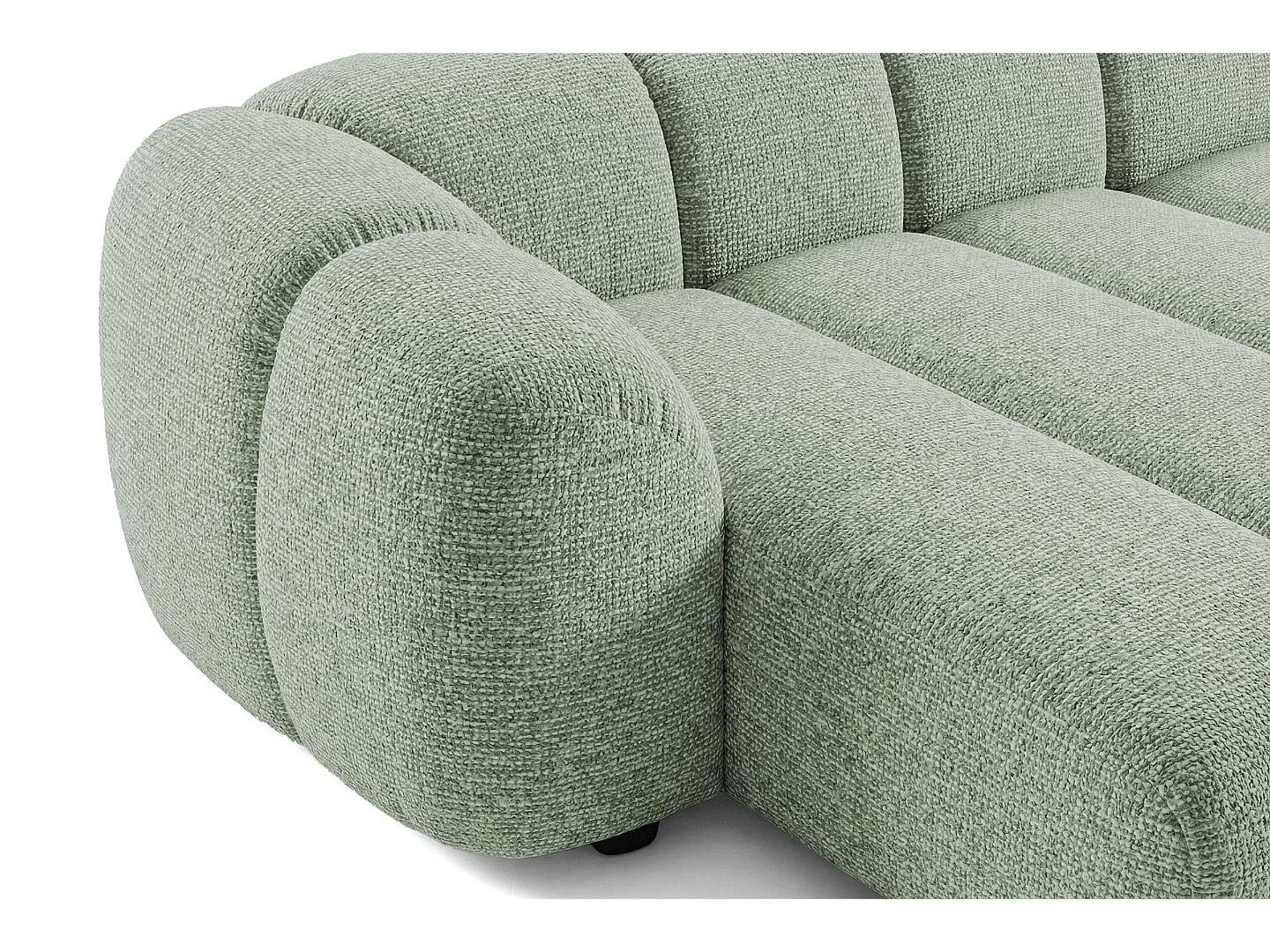 Canapé d'angle gauche tissu bouclé vert amande 280 cm - Mali Design