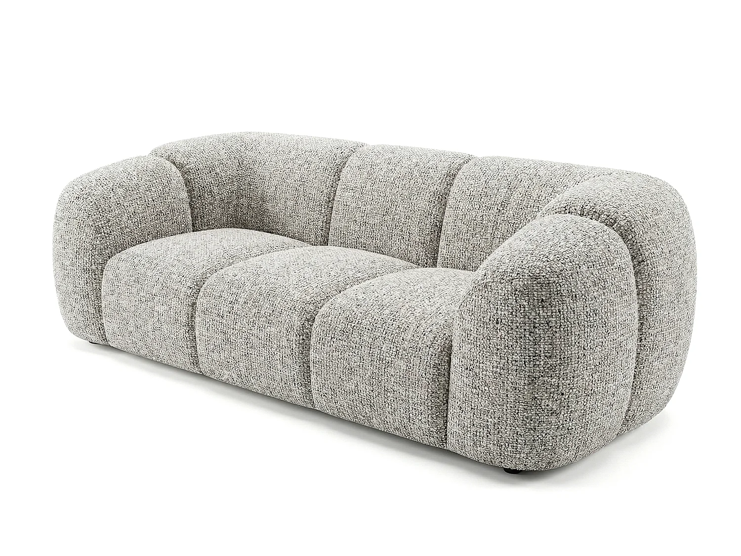 Canapé 2 places capitonné en tissu bouclé beige 200 cm - MALI 2S