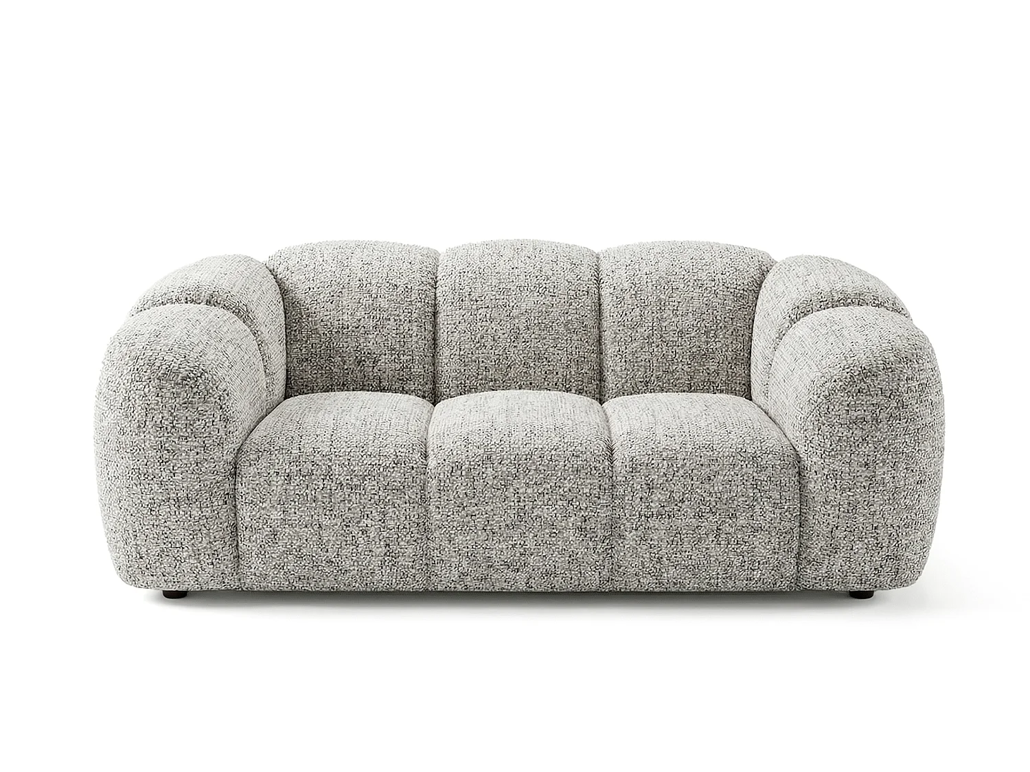 Canapé 2 places capitonné en tissu bouclé beige 200 cm - MALI 2S