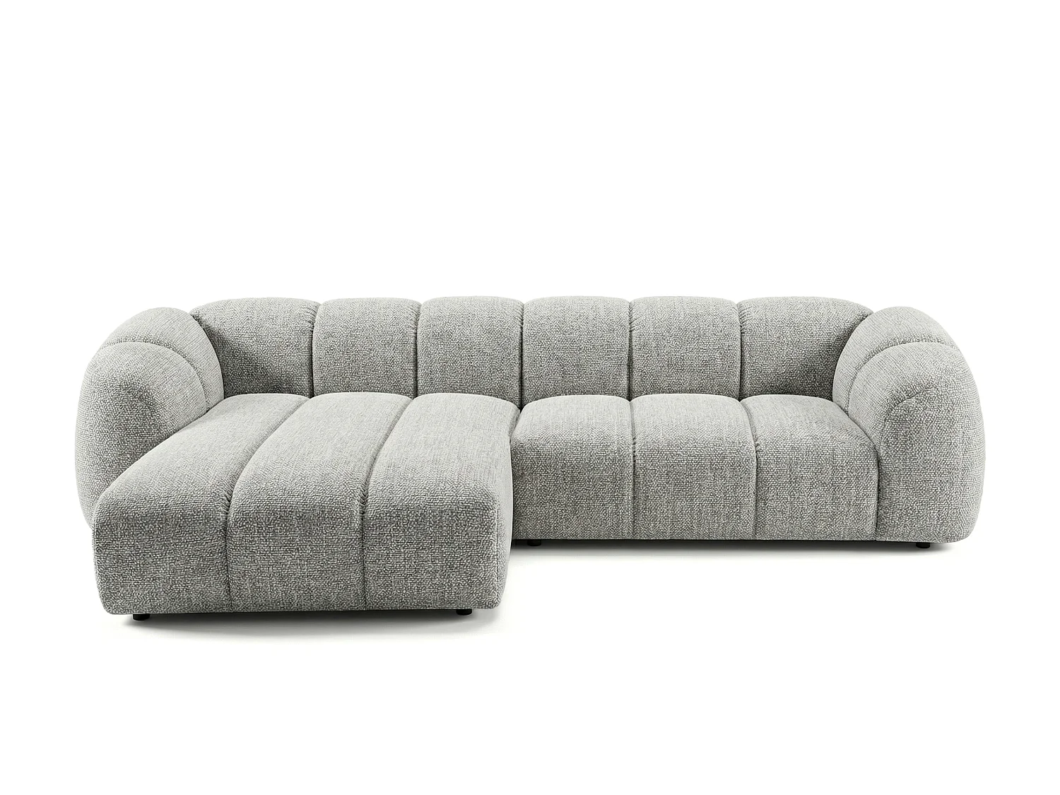 Canapé d'angle gauche tissu bouclé gris clair 280 cm - Mali Design