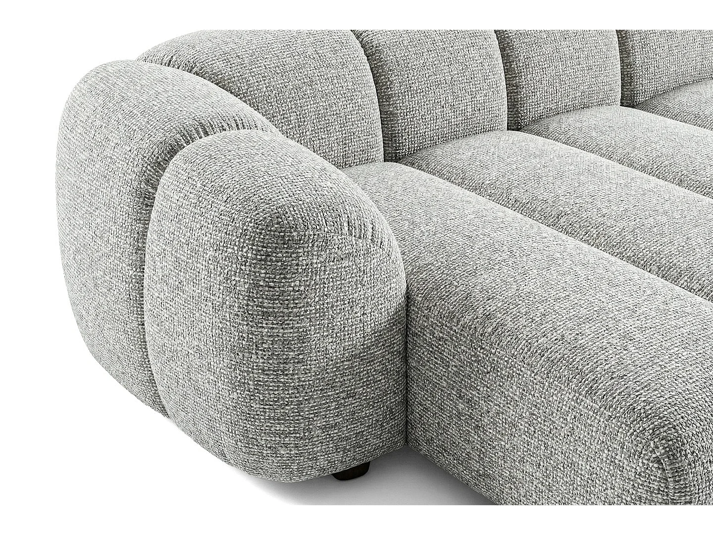 Canapé d'angle gauche tissu bouclé gris clair 280 cm - Mali Design