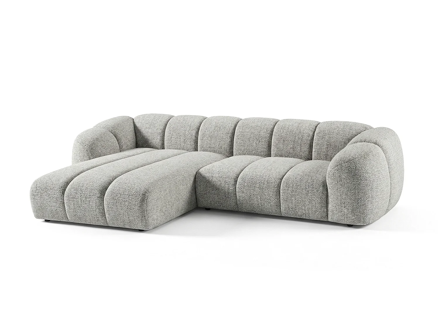 Canapé d'angle gauche tissu bouclé gris clair 280 cm - Mali Design
