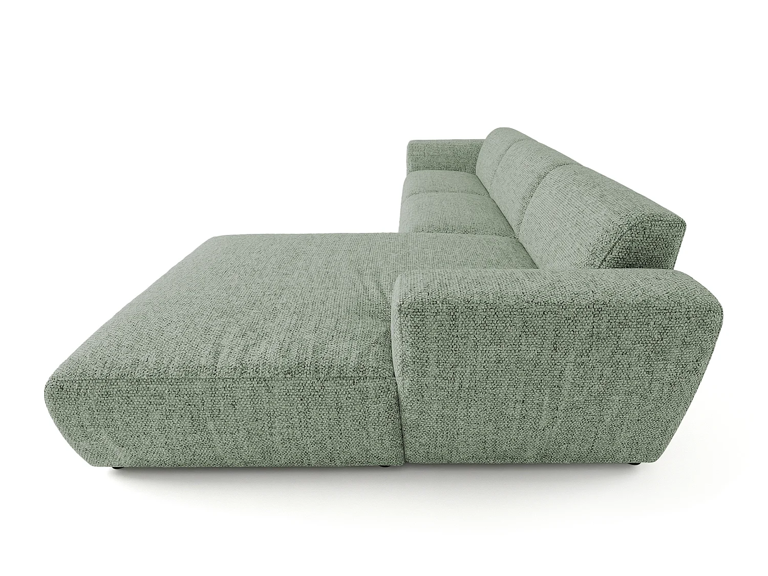 Canapé d'angle droit en tissu bouclé vert amande 310 cm - GIN
