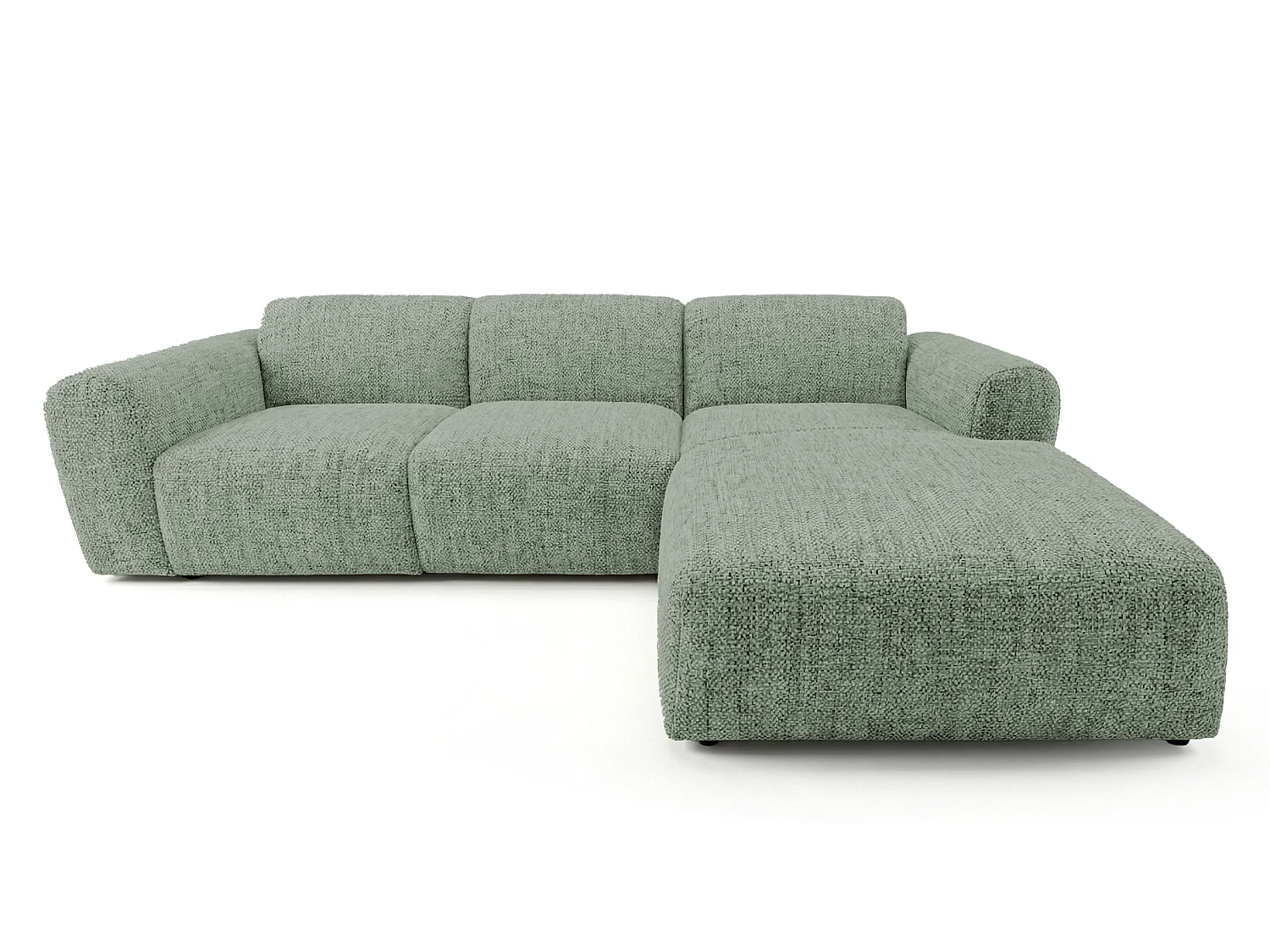 Canapé d'angle droit en tissu bouclé vert amande 310 cm - GIN