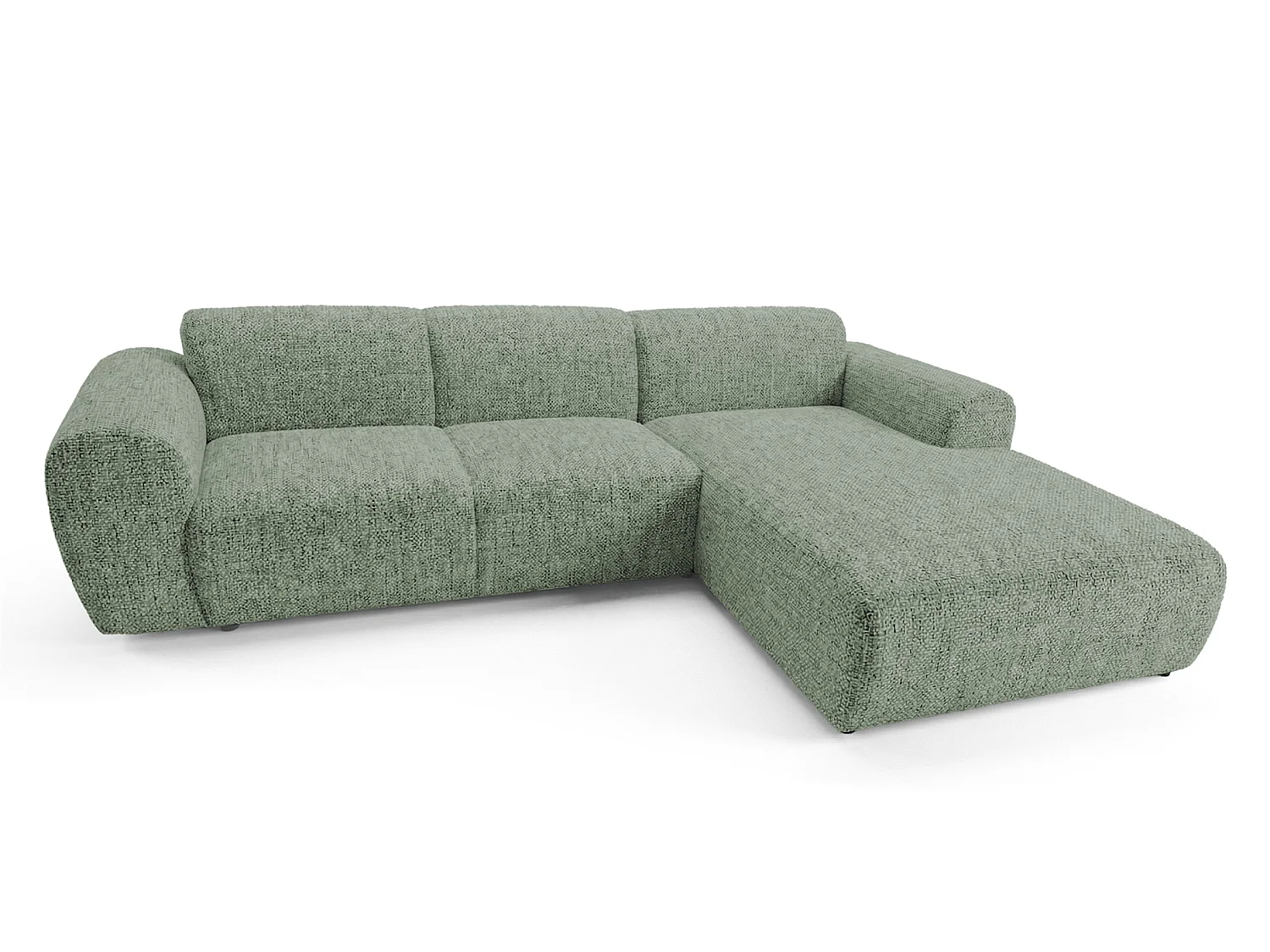 Canapé d'angle droit en tissu bouclé vert amande 310 cm - GIN