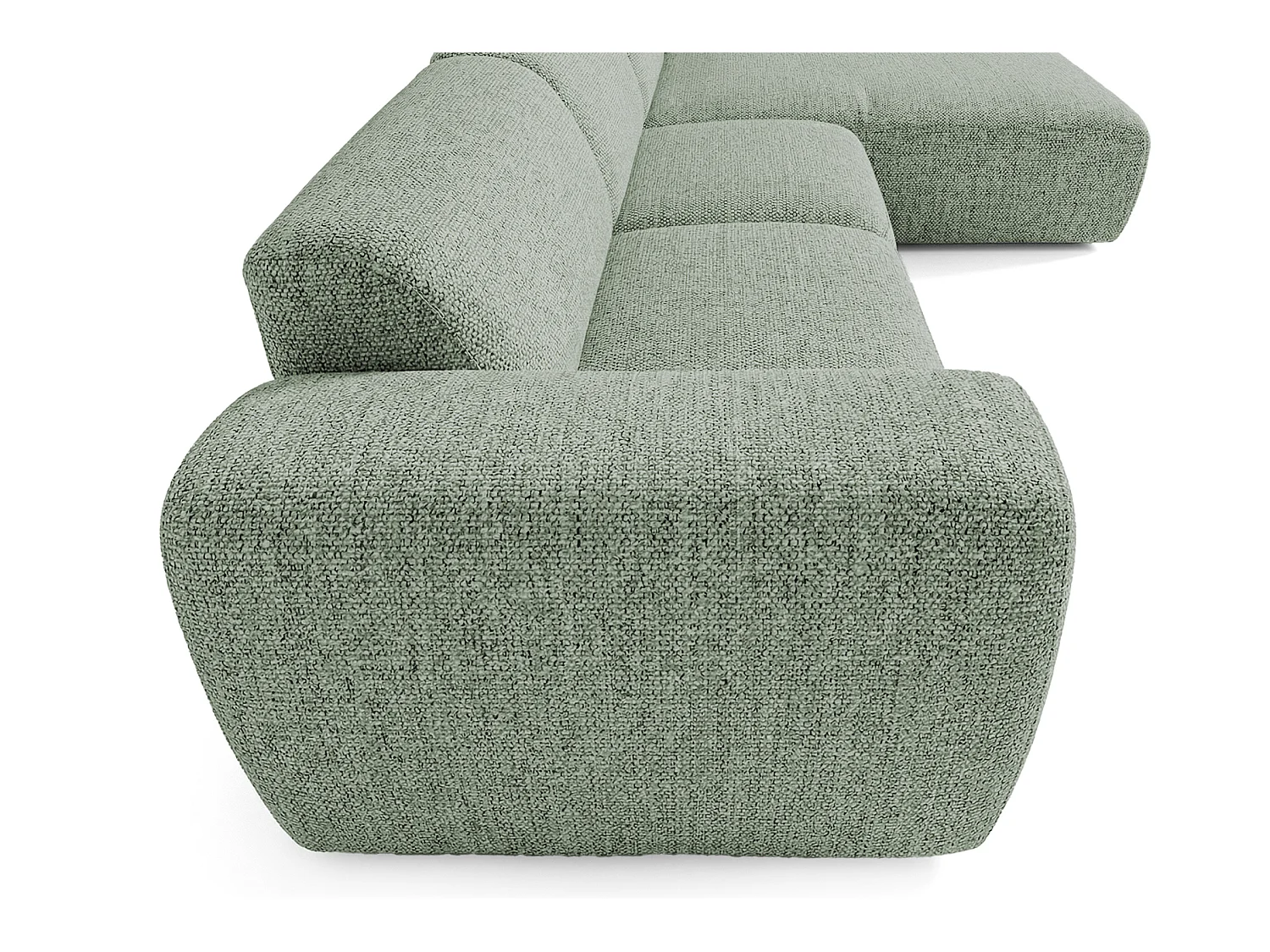 Canapé d'angle droit en tissu bouclé vert amande 310 cm - GIN