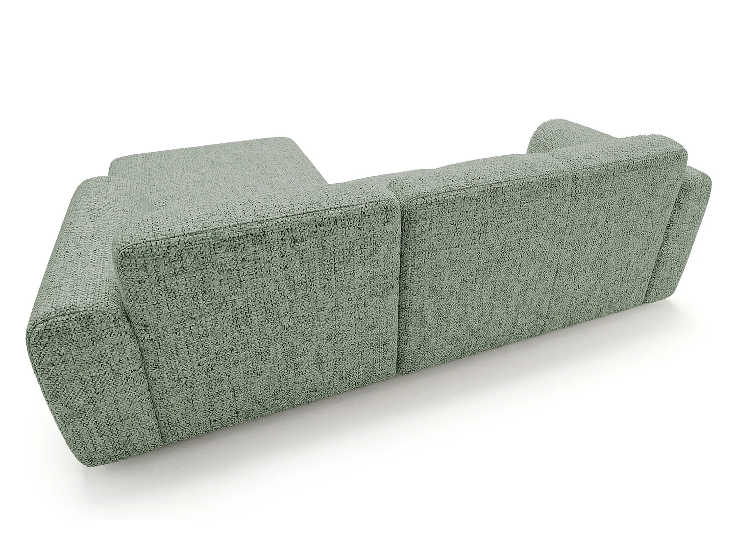 Canapé d'angle droit en tissu bouclé vert amande 310 cm - GIN