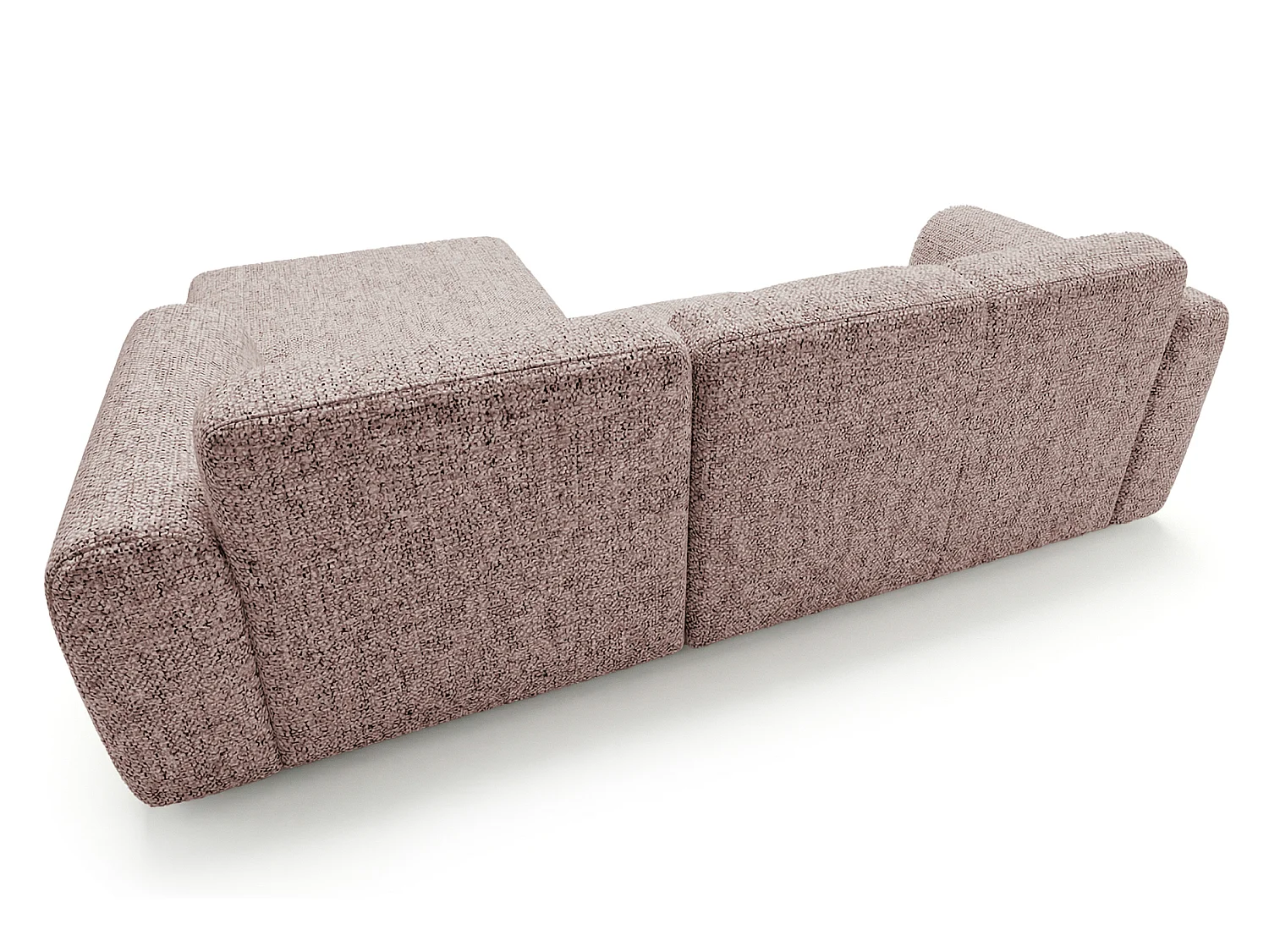 Canapé d'angle droit en tissu bouclé rose poudré 310 cm - GIN