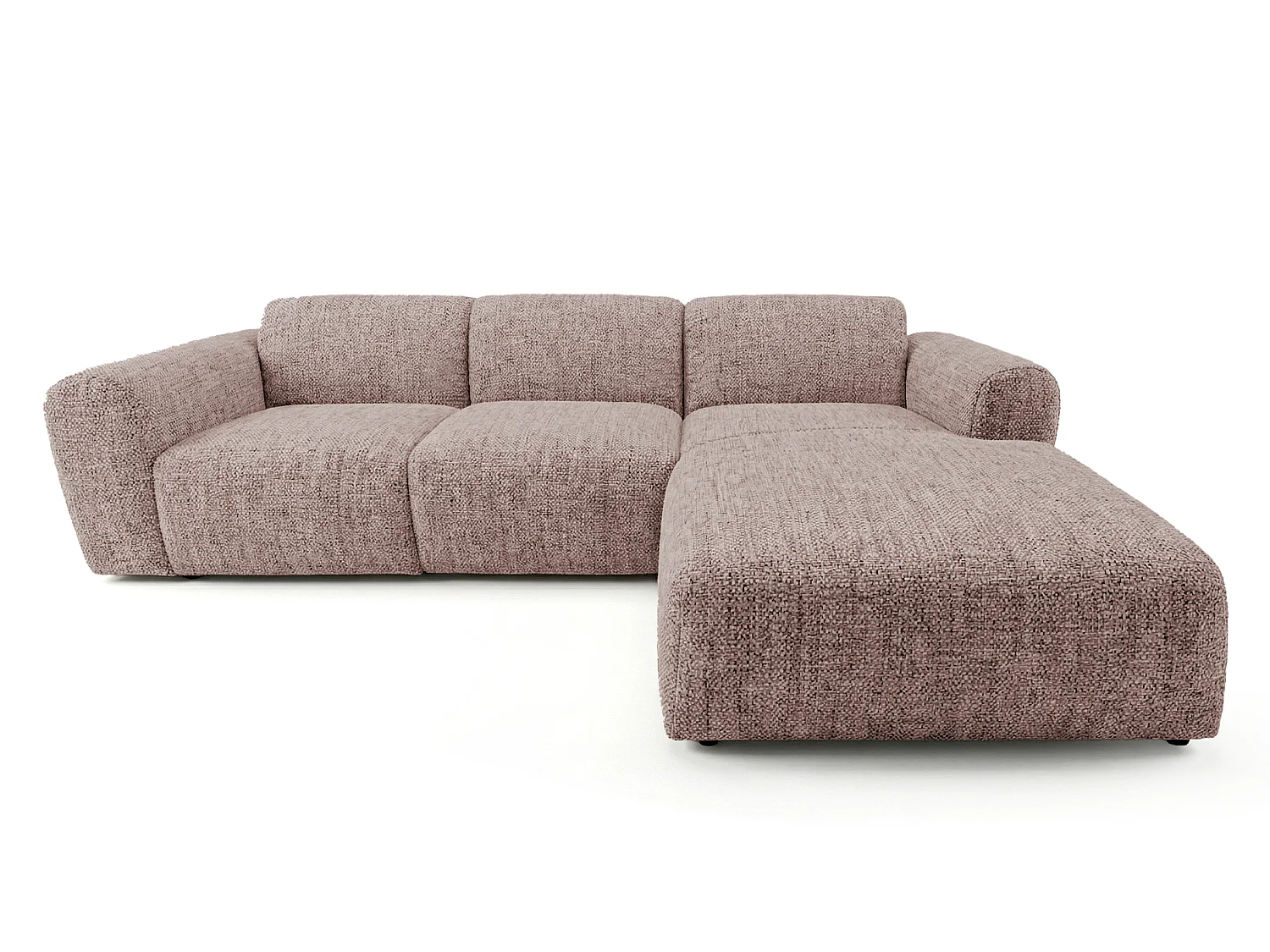 Canapé d'angle droit en tissu bouclé rose poudré 310 cm - GIN