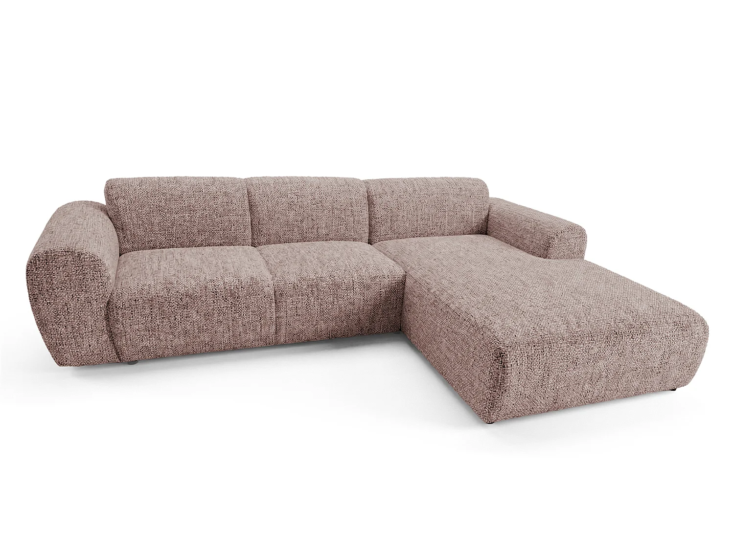Canapé d'angle droit en tissu bouclé rose poudré 310 cm - GIN