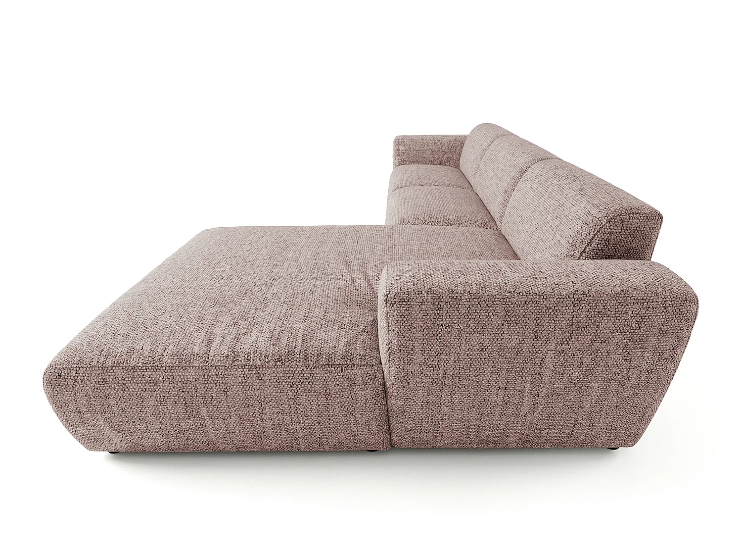 Canapé d'angle droit en tissu bouclé rose poudré 310 cm - GIN