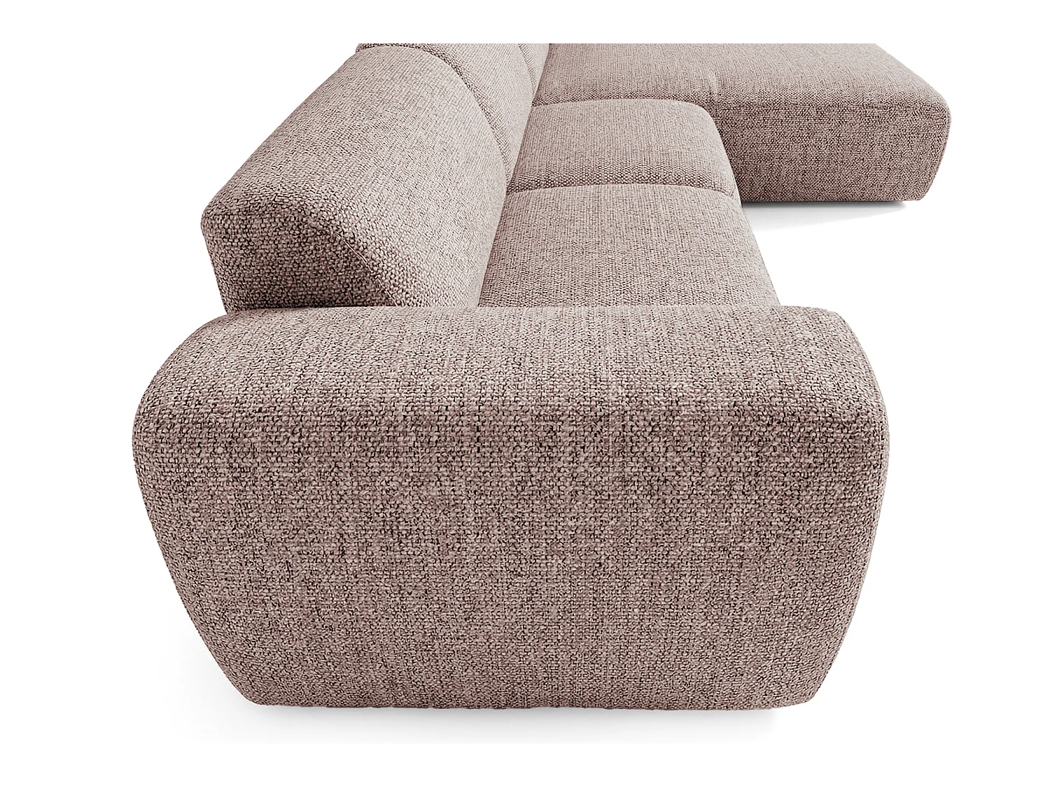 Canapé d'angle droit en tissu bouclé rose poudré 310 cm - GIN