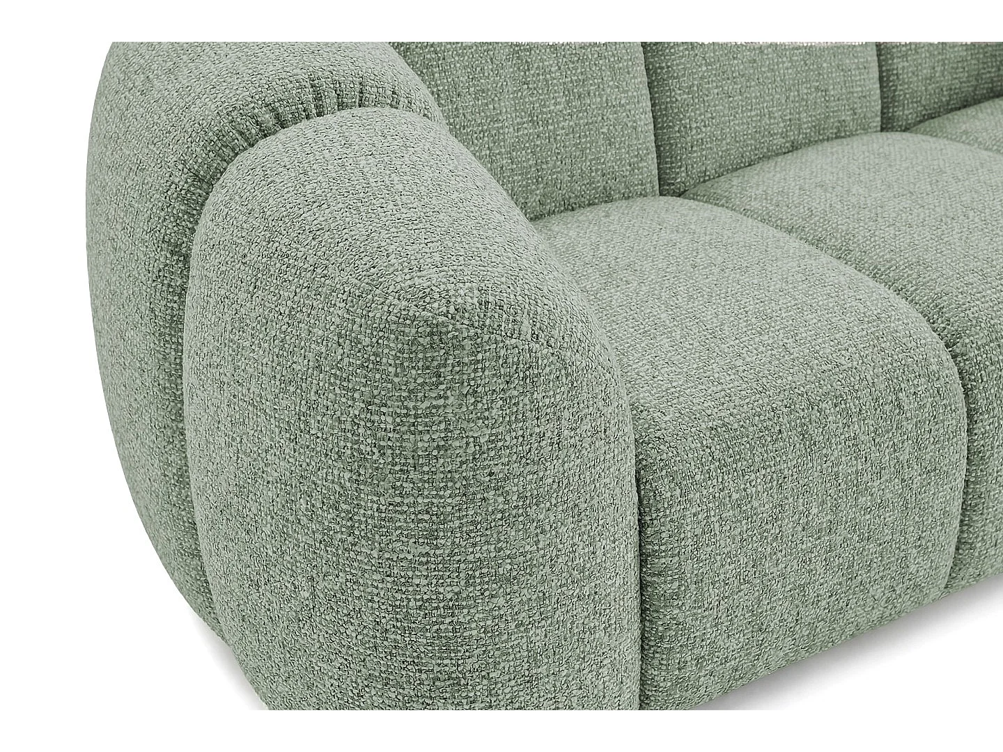 Canapé 2 places capitonné en tissu bouclé vert amande 200 cm - MALI 2S