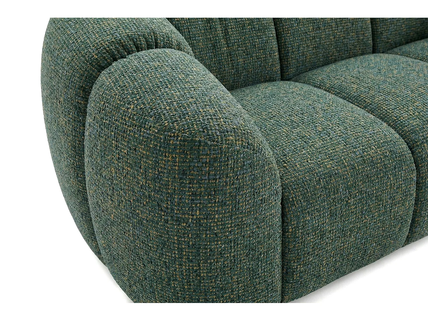 Canapé 2 places capitonné en tissu bouclé vert 200 cm - MALI 2S