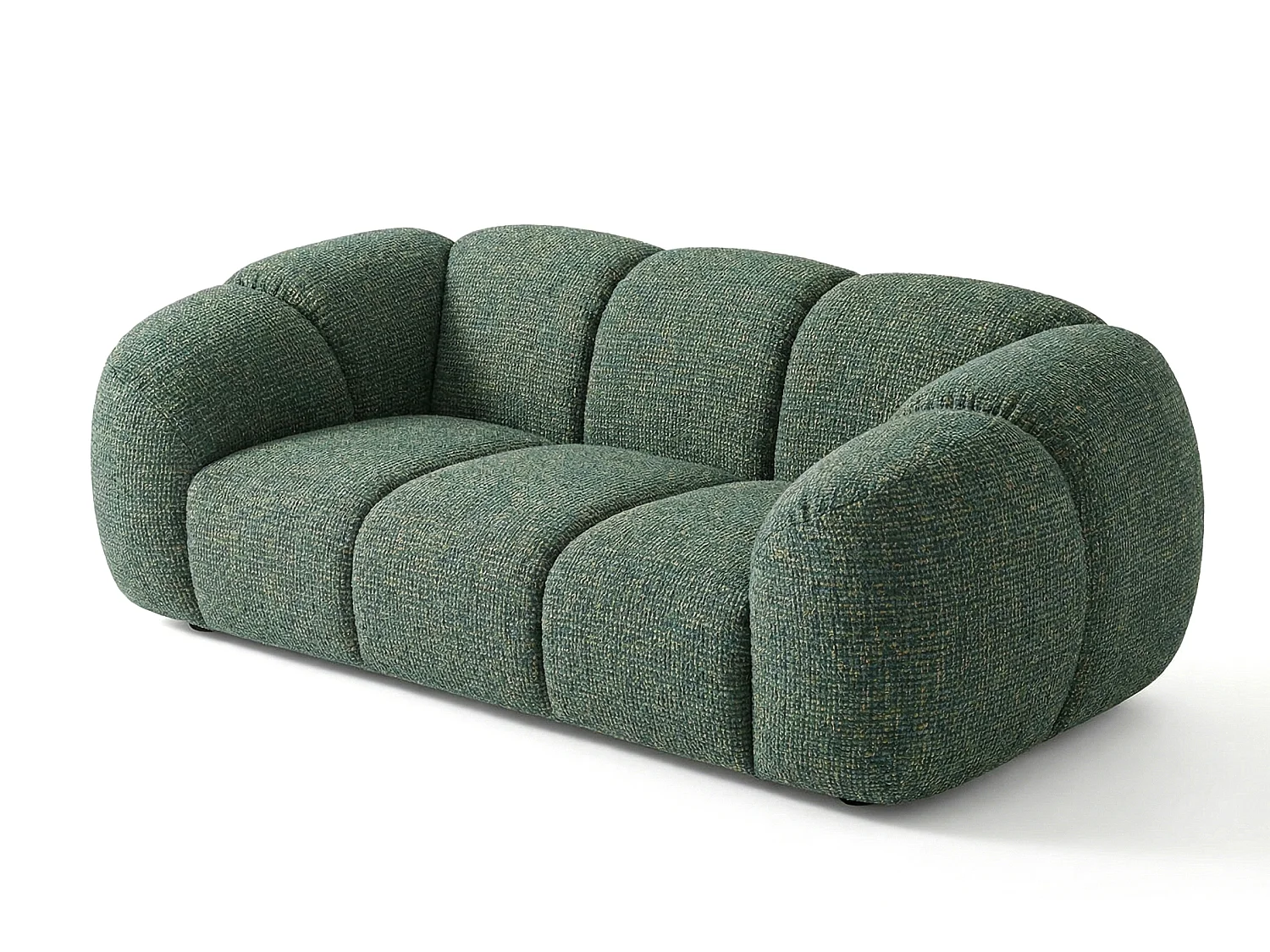 Canapé 2 places capitonné en tissu bouclé vert 200 cm - MALI 2S