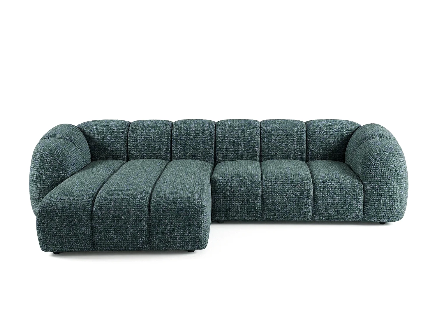 Kanapa narożna Mali Design 280 x 150 cm | Kanapa w kształcie litery L z wysokiej jakości tkaniny strukturalnej Puente | 06 jasnoszara | Puf po lewej stronie