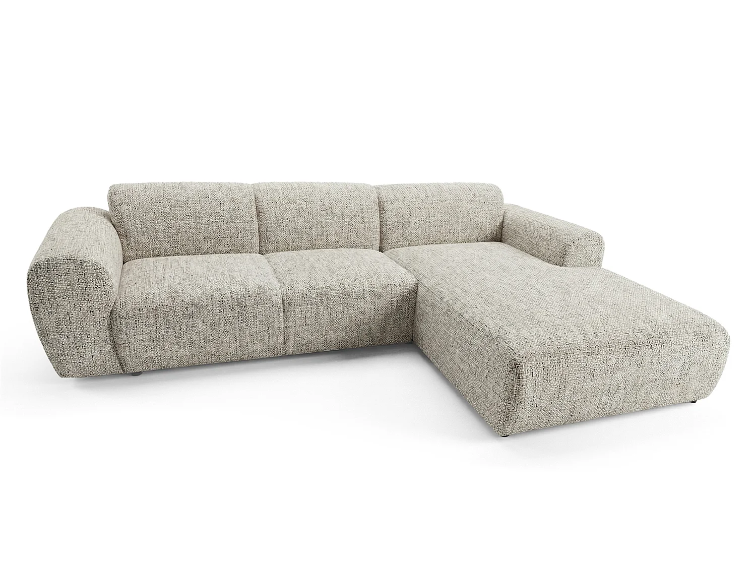 Canapé d'angle droit en tissu bouclé gris clair 310 cm - GIN