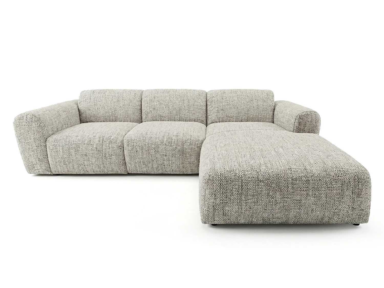 Canapé d'angle droit en tissu bouclé gris clair 310 cm - GIN