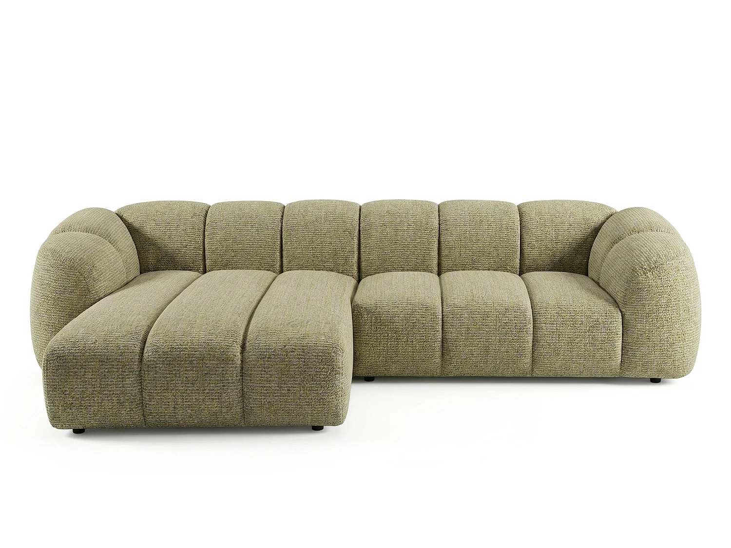 Canapé d'angle gauche tissu bouclé jaune moutarde 280 cm - Mali Design
