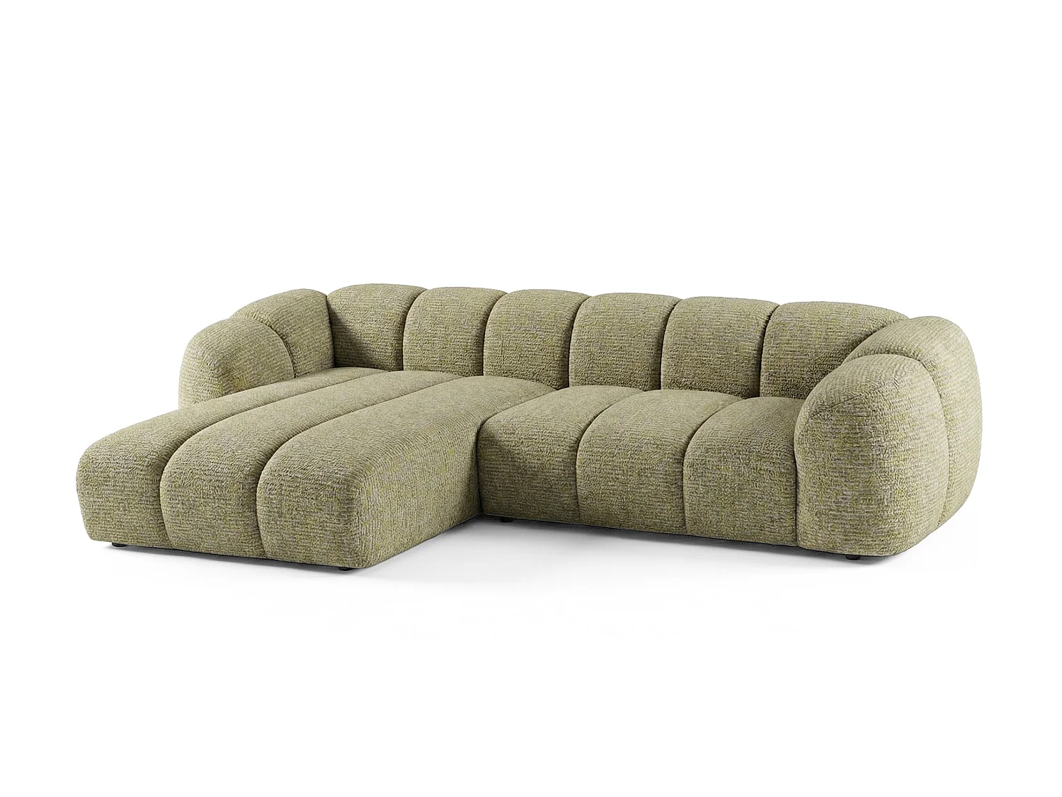 Canapé d'angle gauche tissu bouclé jaune moutarde 280 cm - Mali Design