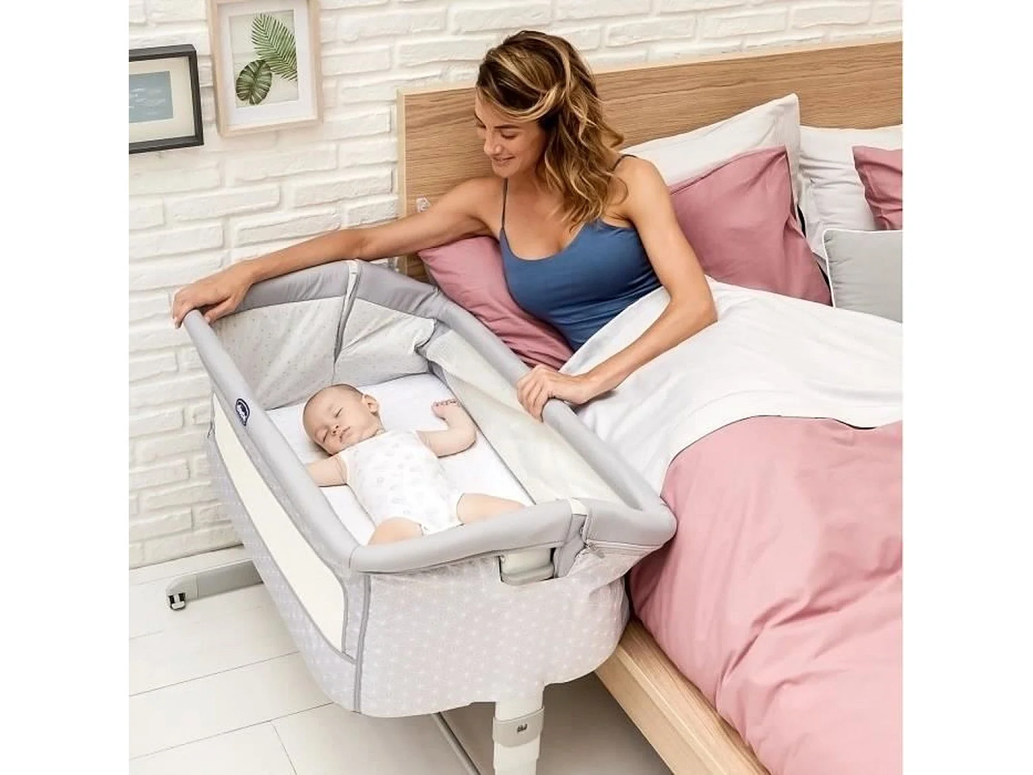 Chicco Next2Me Dream Cuna Colecho Plateada - Altura Ajustable, Incluye Colchón
