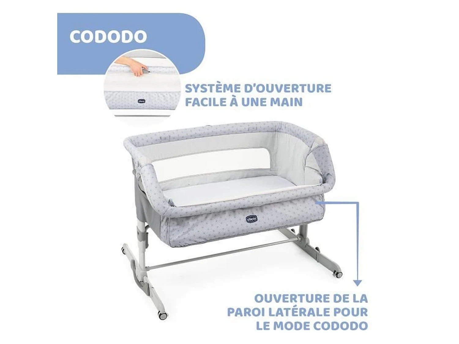 Chicco Next2Me Dream Cuna Colecho Plateada - Altura Ajustable, Incluye Colchón