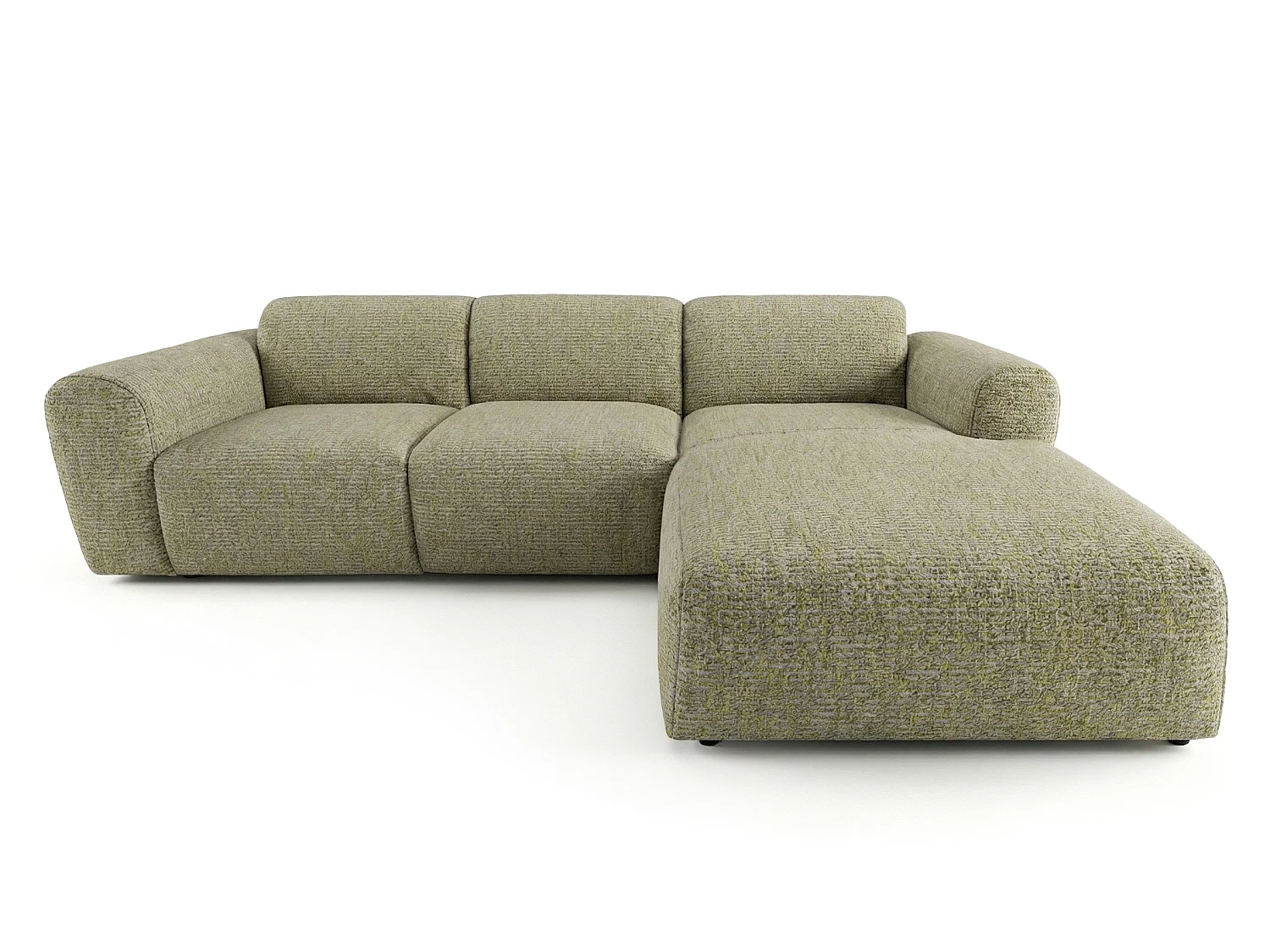 Canapé d'angle droit en tissu bouclé jaune moutarde 310 cm - GIN