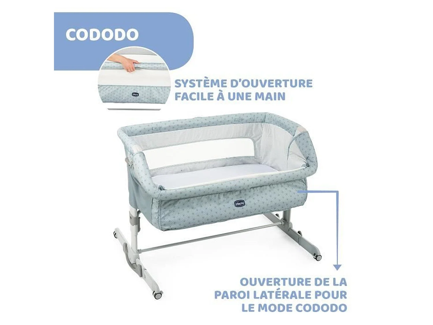 Chicco Next2Me Dream Sage Beistellbett mit verstellbarer Höhe und Matratze