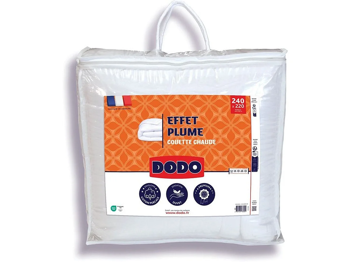 DODO Effet Plume Couette Chaude 220 x 240 cm - Garnissage 100% Polyester 400 g/m²