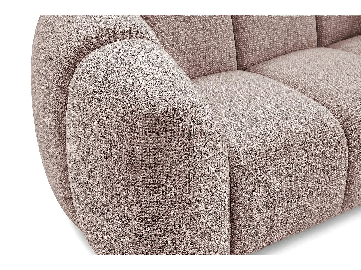 Canapé 2 places capitonné en tissu bouclé rose poudré 200 cm - MALI 2S