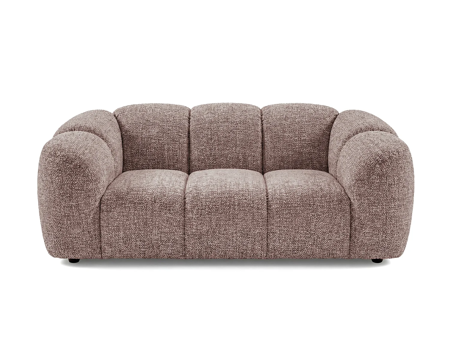 Canapé 2 places capitonné en tissu bouclé rose poudré 200 cm - MALI 2S