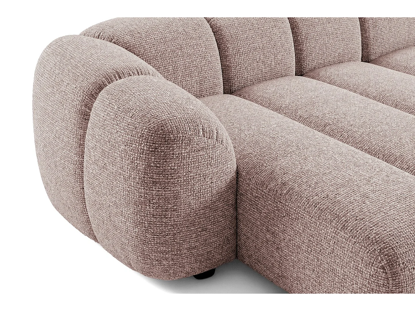 Canapé d'angle gauche tissu bouclé rose poudré 280 cm - Mali Design