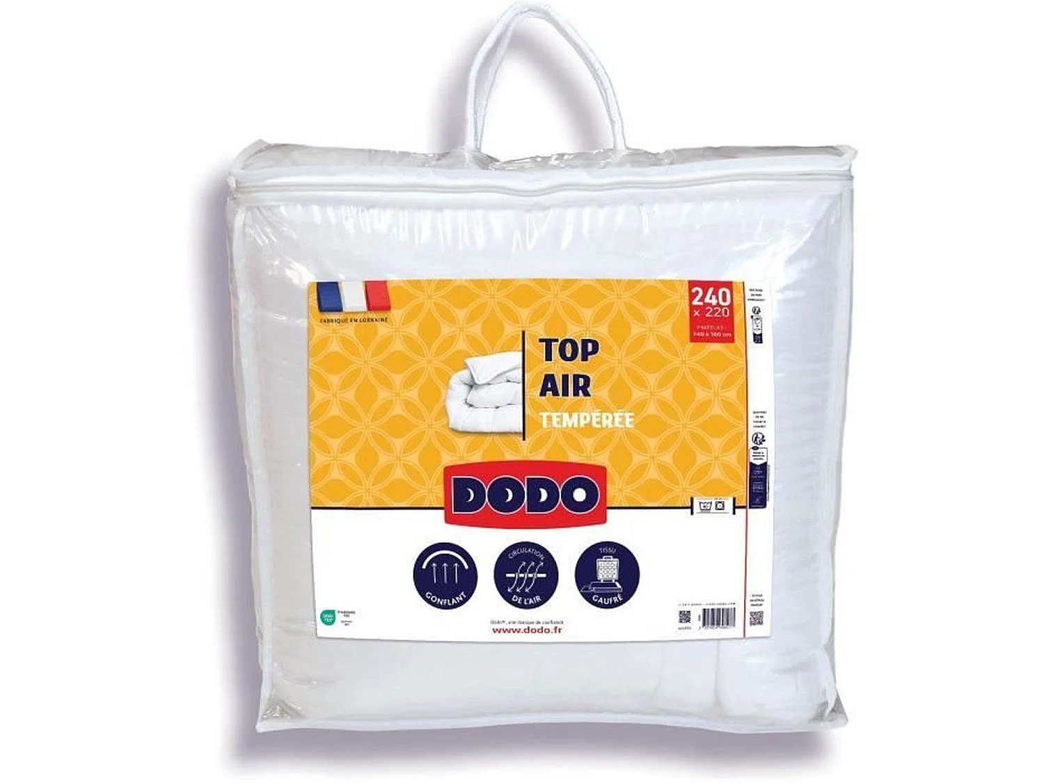 Edredón DODO VOLPT'AIR 220x240 cm - 300 g/m² - Poliéster Blanco - Todas las Estaciones - Lavable en Lavadora