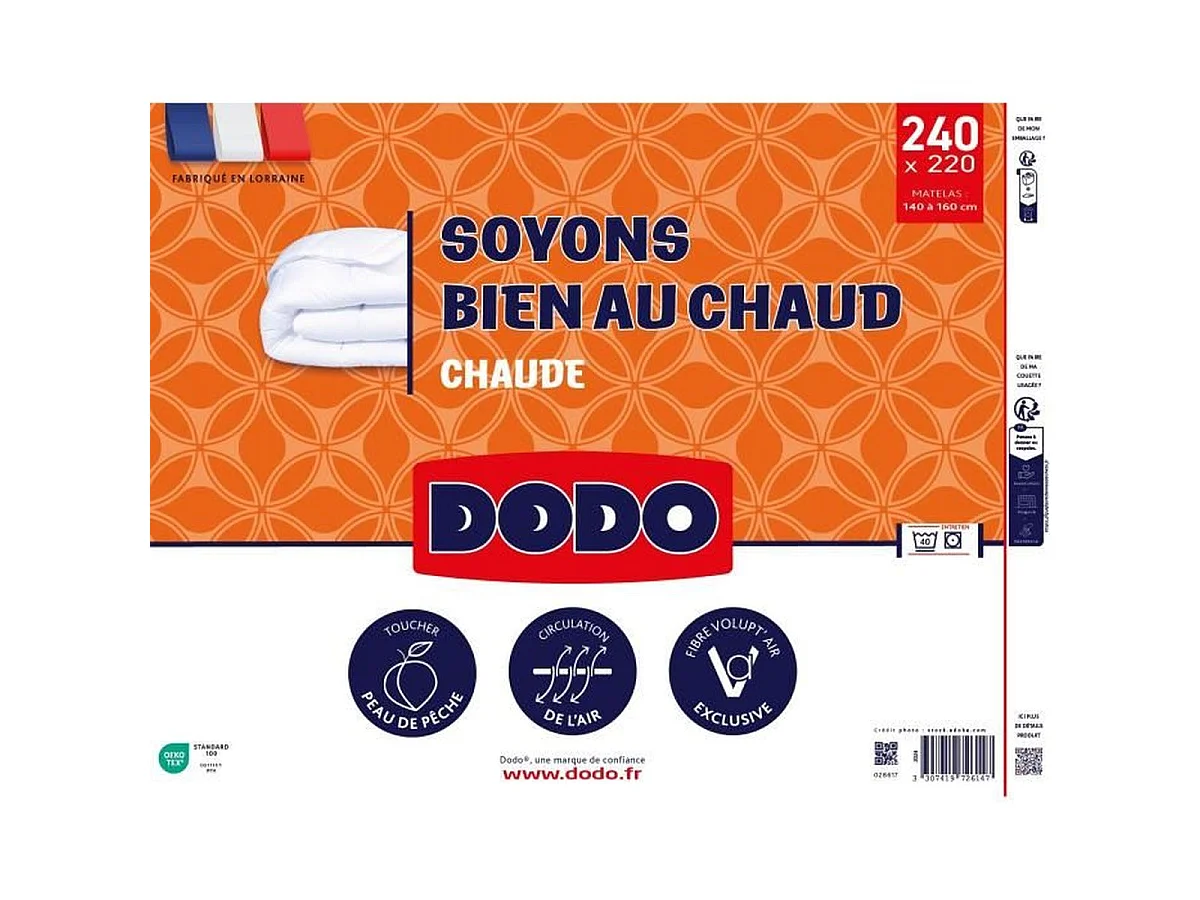 DODO Bien au Chaud — Couette 220 x 240 cm, 400 g/m² Volupt'Air, Blanc