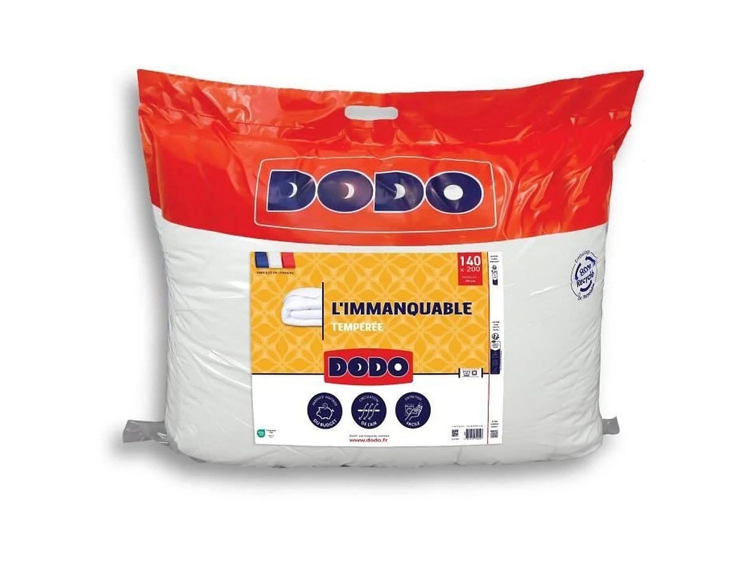 DODO L'IMMANQUABLE Edredón Templado 250 g/m² - 140 x 200 cm - Blanco, Fabricado en Francia, Certificado Oeko-tex