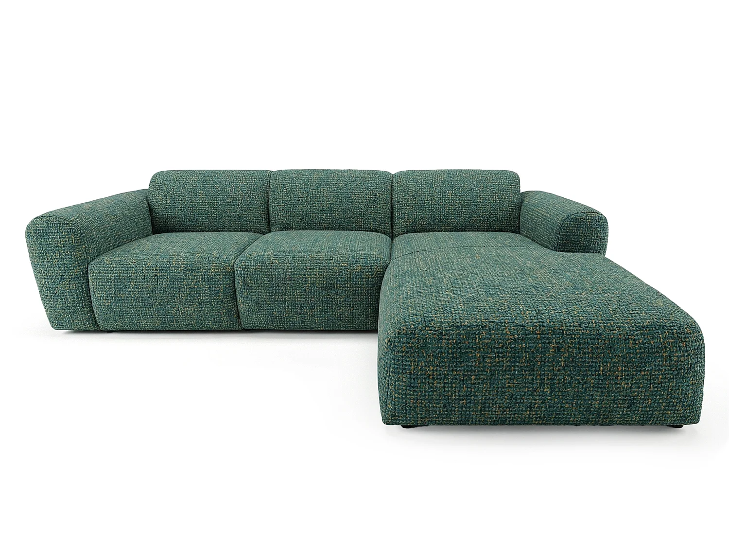 Canapé d'angle droit en tissu bouclé vert 310 cm - GIN