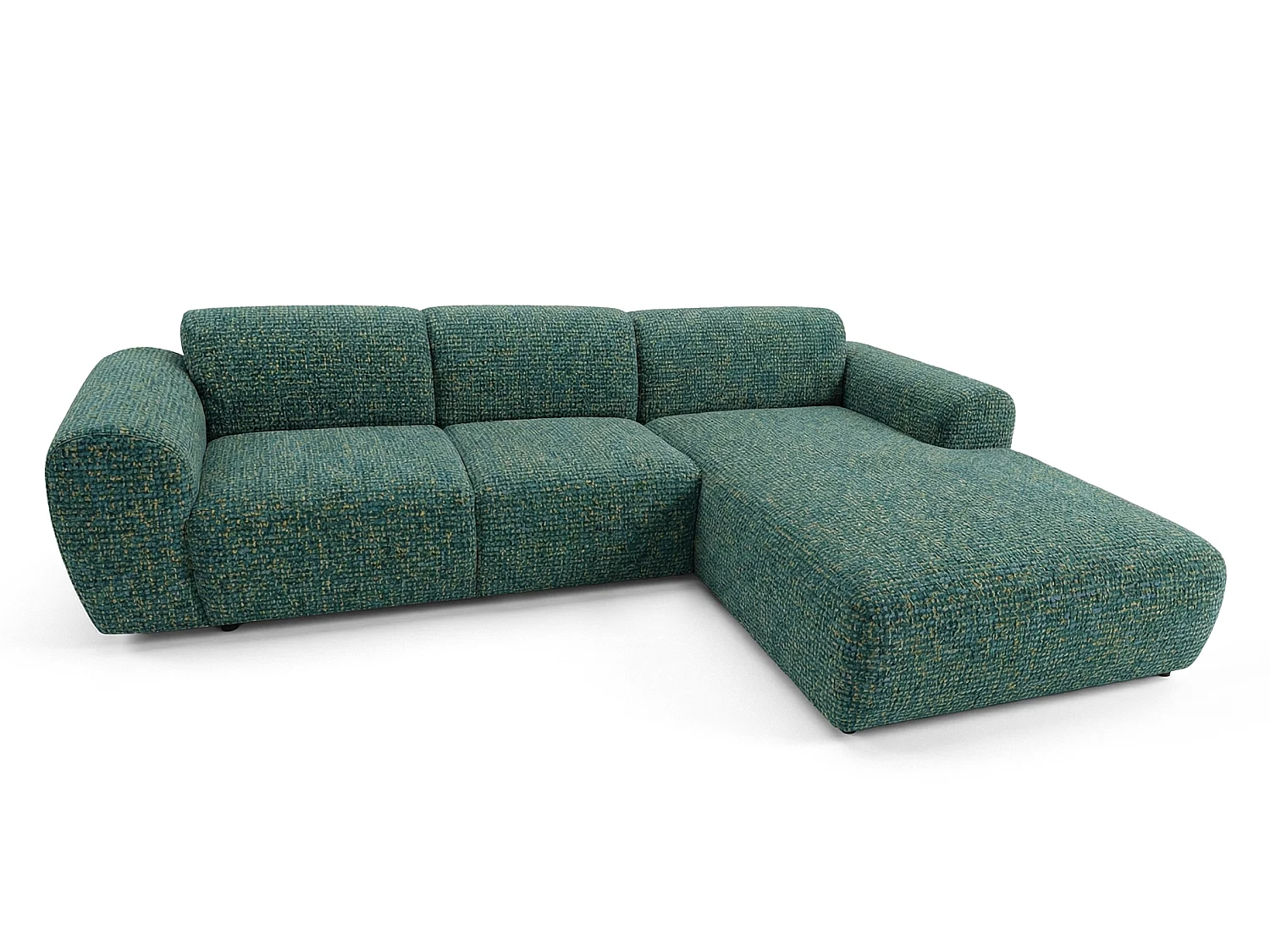 Canapé d'angle droit en tissu bouclé vert 310 cm - GIN