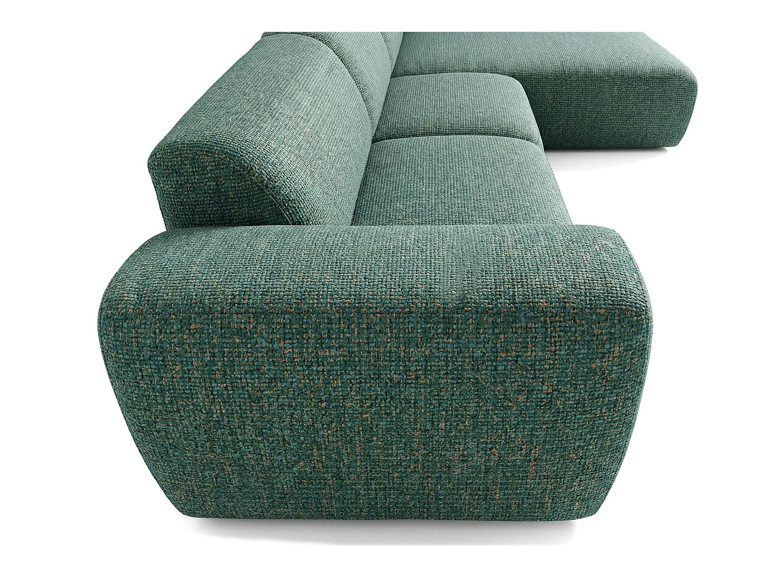 Canapé d'angle droit en tissu bouclé vert 310 cm - GIN