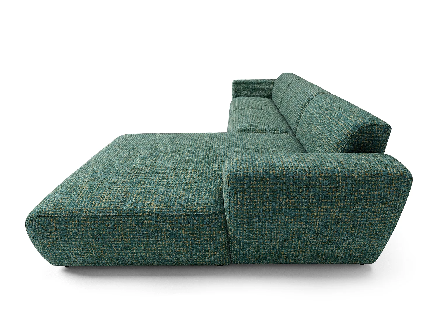 Canapé d'angle droit en tissu bouclé vert 310 cm - GIN